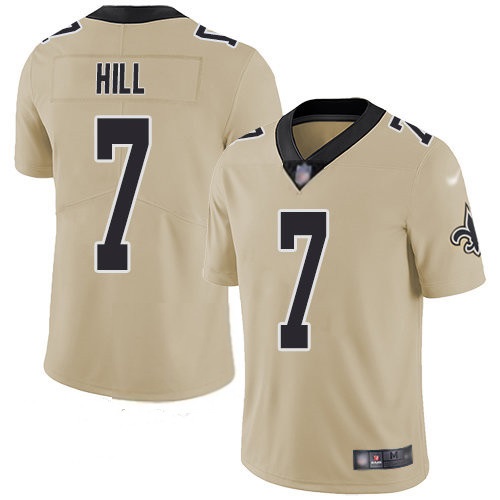 Men's New Orleans Saints #7 Taysom Hill Gold NFL Inverted Legend Stitched Jersey Men's New Orleans Saints #7 Taysom Hill Gold NFL Inverted Legend Stitched Jersey